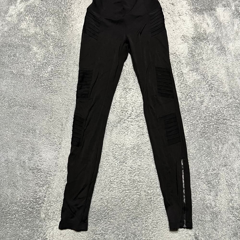 Athleta Delancy Moto Tight Womens Small Tall Black Travel Pockets Leggings